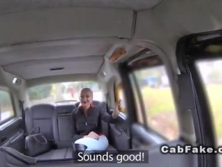 Blonde has first time fucking in fake taxi