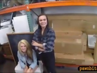 Lesbian Couple Have sex movie With Pawn Keeper In Storage Room