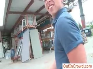 Construction worker gets sucked in jemagat öňünde by outincrowd