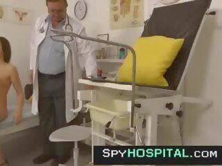 Perky eighteen checked by old gyno medic hidden cam