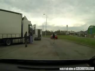 Czech MILF bitch Fucked In Car