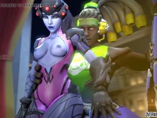 Provocative overwatch heroes blowing putz and getting fucked