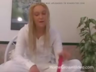 Watching My Blonde teenager Finger Her Shaved Pussy