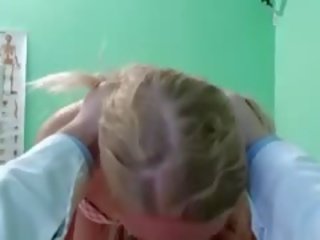 Blonde With No Panties Fucking Dr. In Office