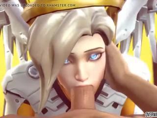 Superb mercy from overwatch gets to suck on big putz nicely