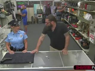 Erotic Police woman wants to pawn her weapon and ends up fucked by Shawn